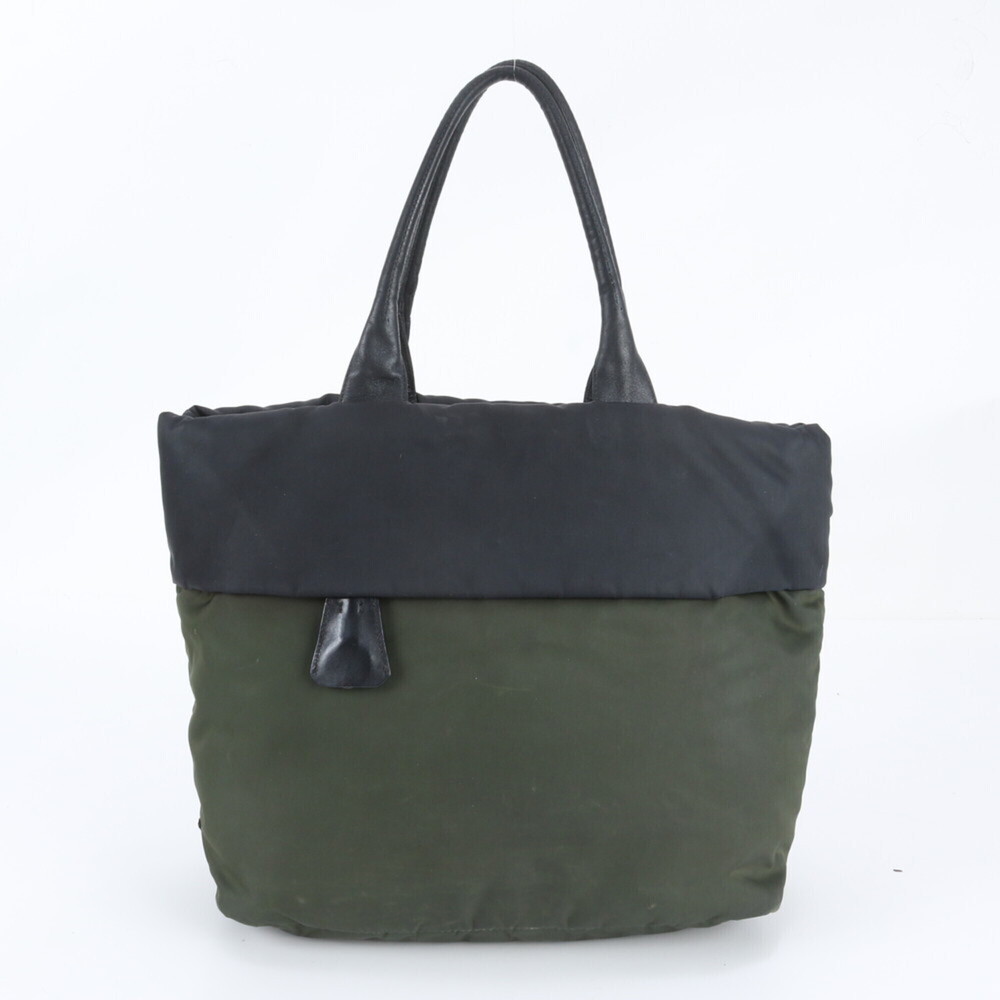 Prada Tessuto Nylon Triangle Logo Leather Tote Bag Shoulder (with white tag) ...